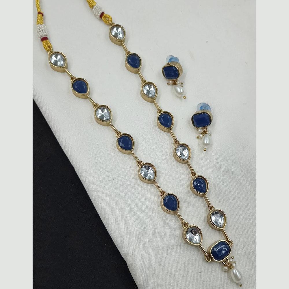NAFJ Classic Crystal Stone And Beads Long Necklace Set