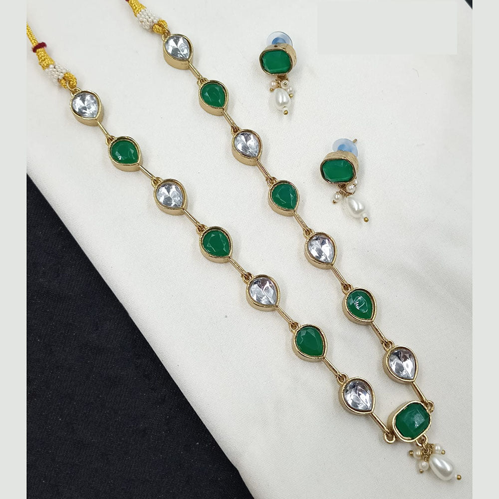 NAFJ Classic Crystal Stone And Beads Long Necklace Set