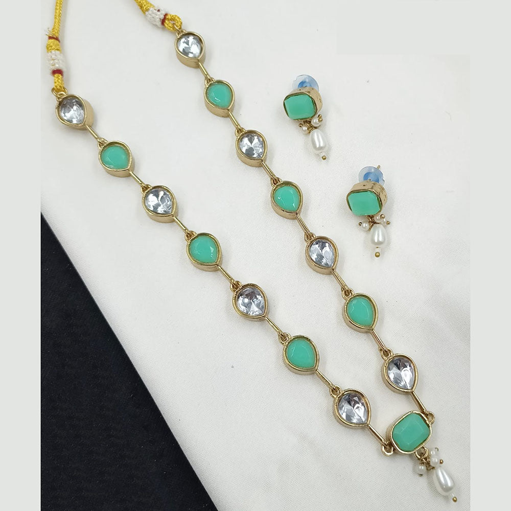 NAFJ Classic Crystal Stone And Beads Long Necklace Set