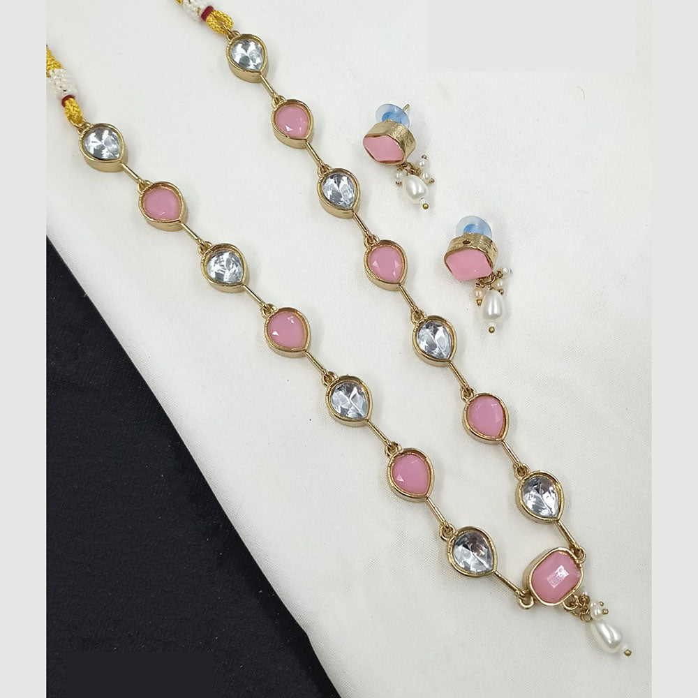 NAFJ Classic Crystal Stone And Beads Long Necklace Set