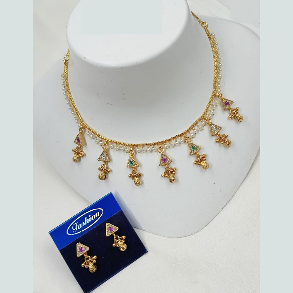 NAFJ Premium Austrian Stone And Pearl Necklace Set