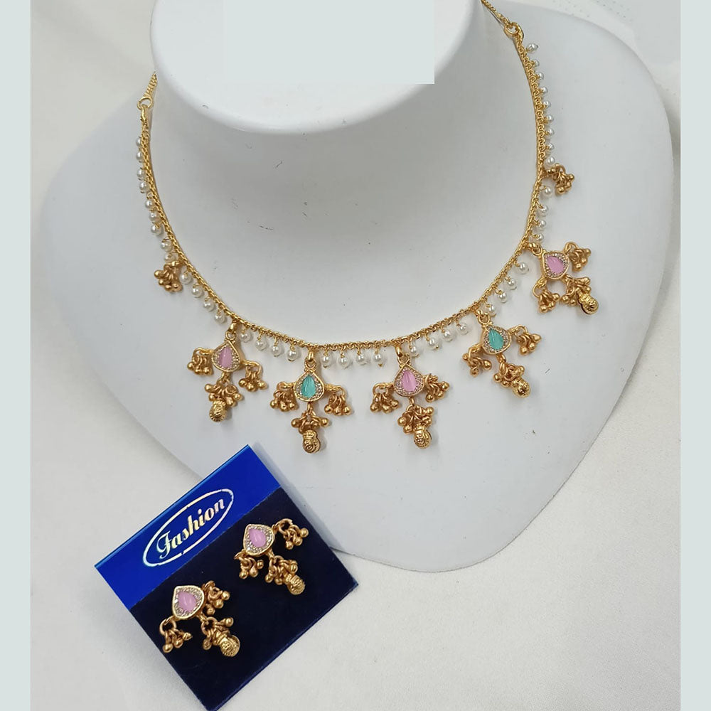 NAFJ Premium Austrian Stone And Pearl Necklace Set