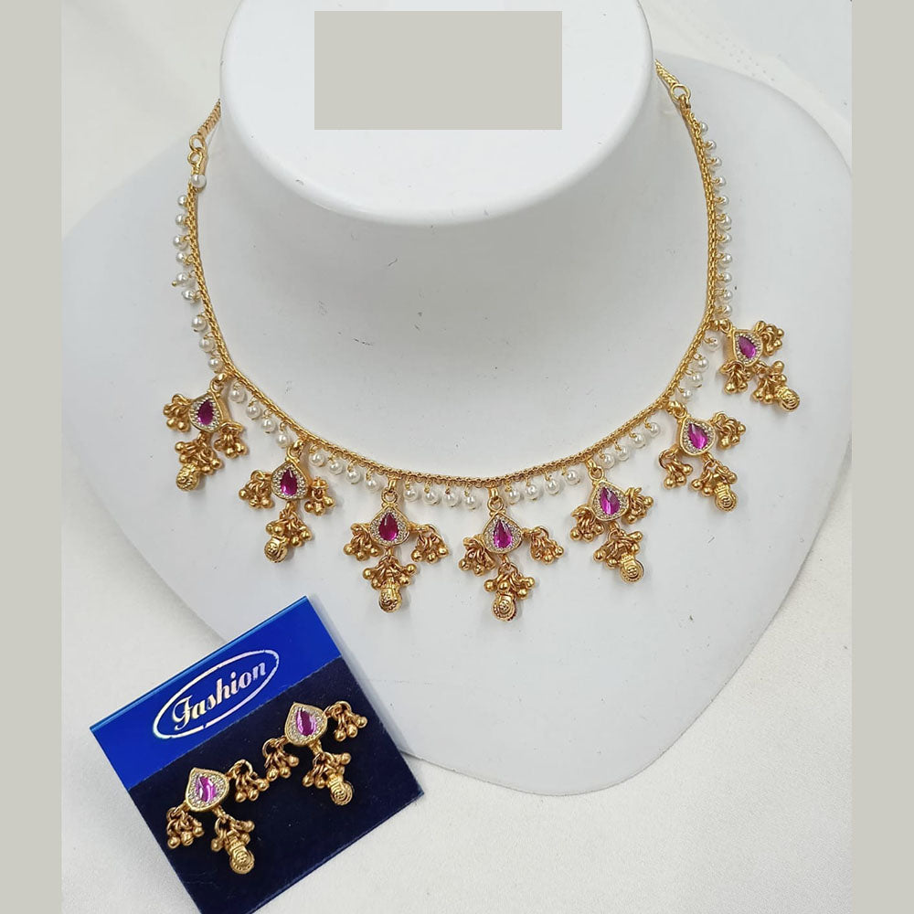 NAFJ Premium Austrian Stone And Pearl Necklace Set