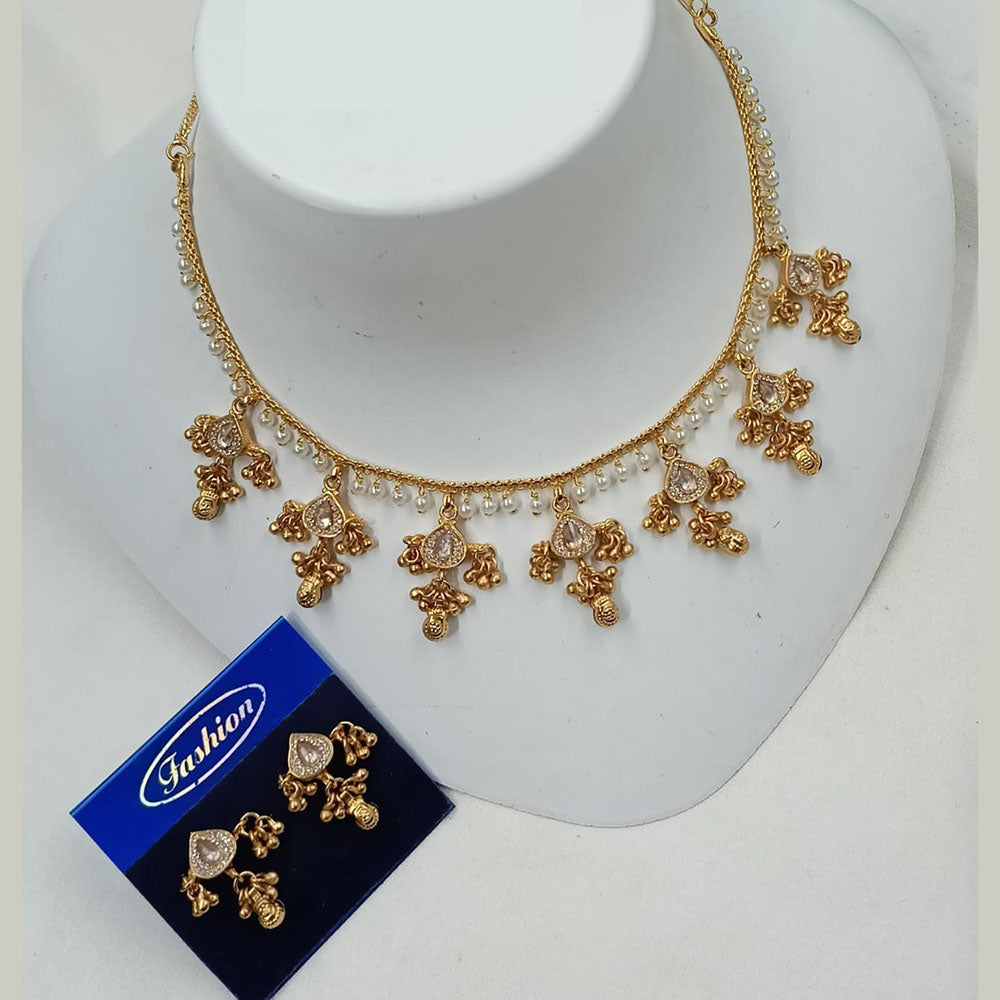 NAFJ Premium Austrian Stone And Pearl Necklace Set
