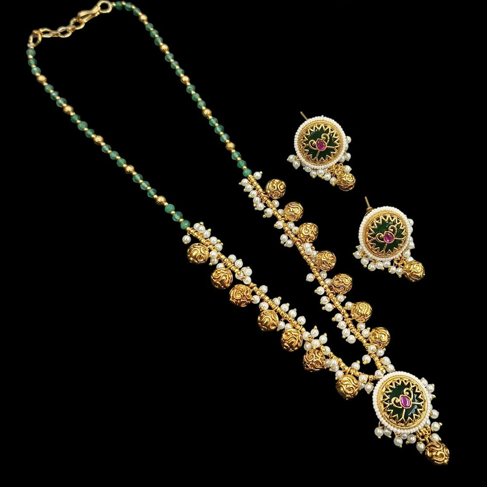 NAFJ Premium Pota Stone And Pearl Necklace Set