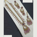 NAFJ Luxury Crystal Stone And Pearl Layered Long Necklace Set
