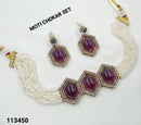 NAFJ Hexa Stone with Pearl String Kundan Choker Necklace Set