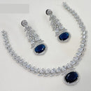 NAFJ Glamorous Rhodium Plated American Diamond Necklace Set