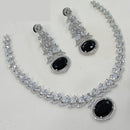 NAFJ Glamorous Rhodium Plated American Diamond Necklace Set