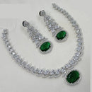 NAFJ Glamorous Rhodium Plated American Diamond Necklace Set