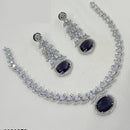 NAFJ Glamorous Rhodium Plated American Diamond Necklace Set