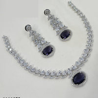 NAFJ Glamorous Rhodium Plated American Diamond Necklace Set