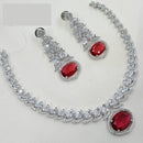 NAFJ Glamorous Rhodium Plated American Diamond Necklace Set