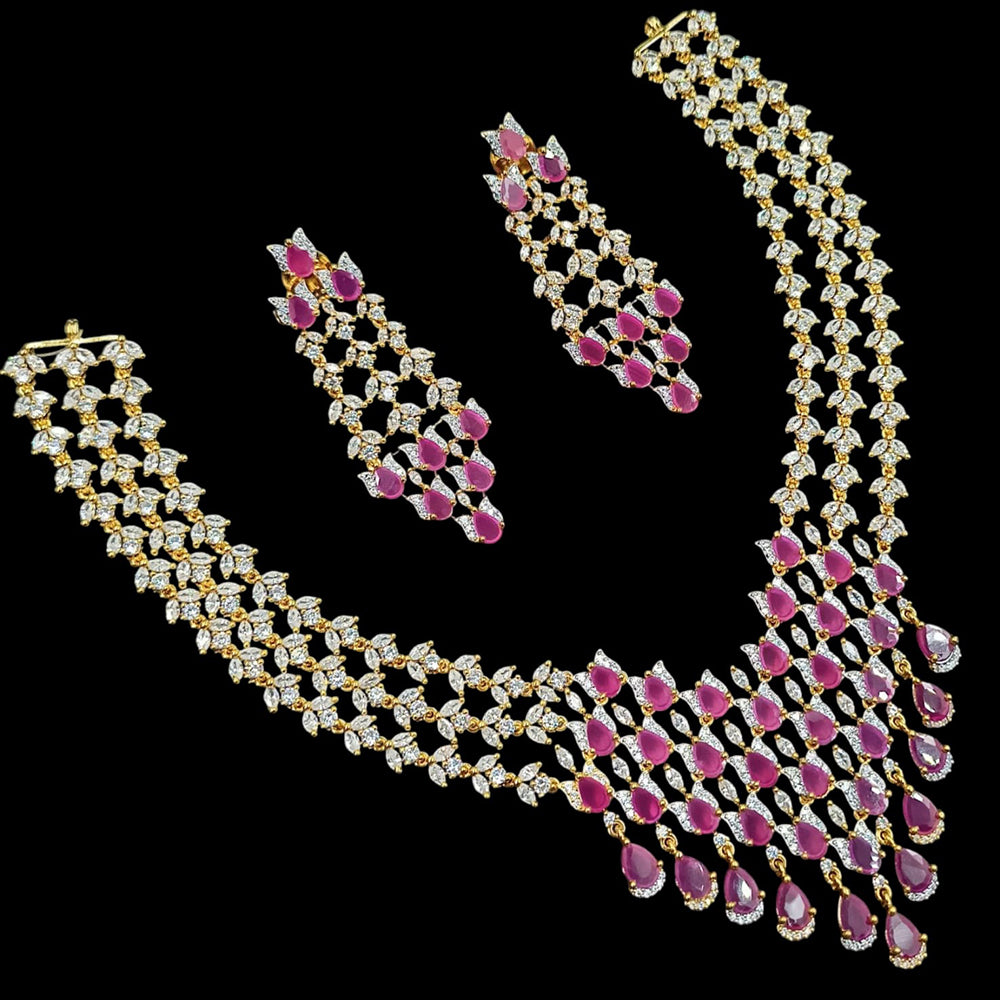 NAFJ Glamorous American Diamond Necklace Set
