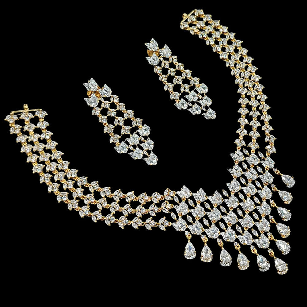 NAFJ Glamorous American Diamond Necklace Set