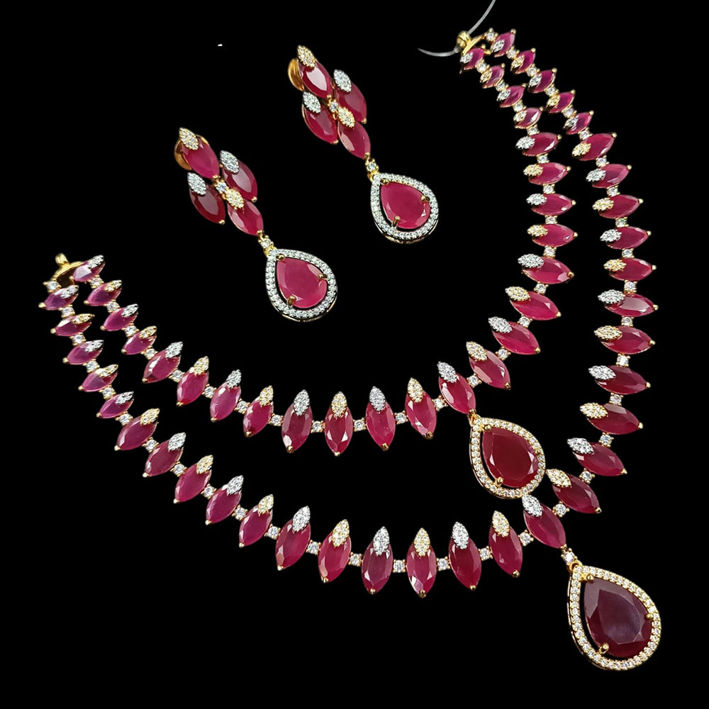 NAFJ Glamorous American Diamond Necklace Set