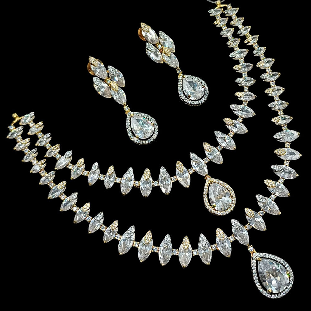 NAFJ Glamorous American Diamond Necklace Set