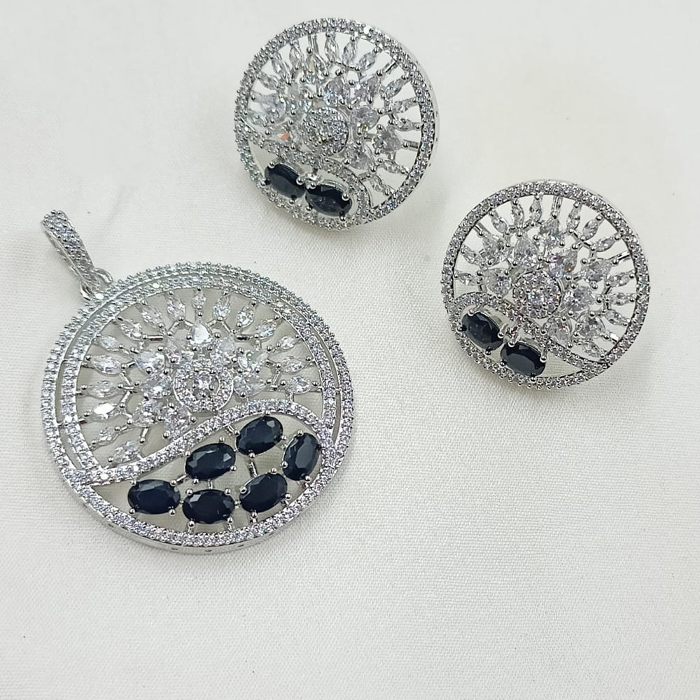 NAFJ Exclusive American Diamond Pendant Jewellery Set