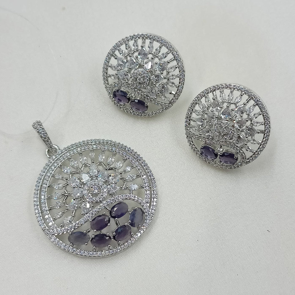 NAFJ Exclusive American Diamond Pendant Jewellery Set