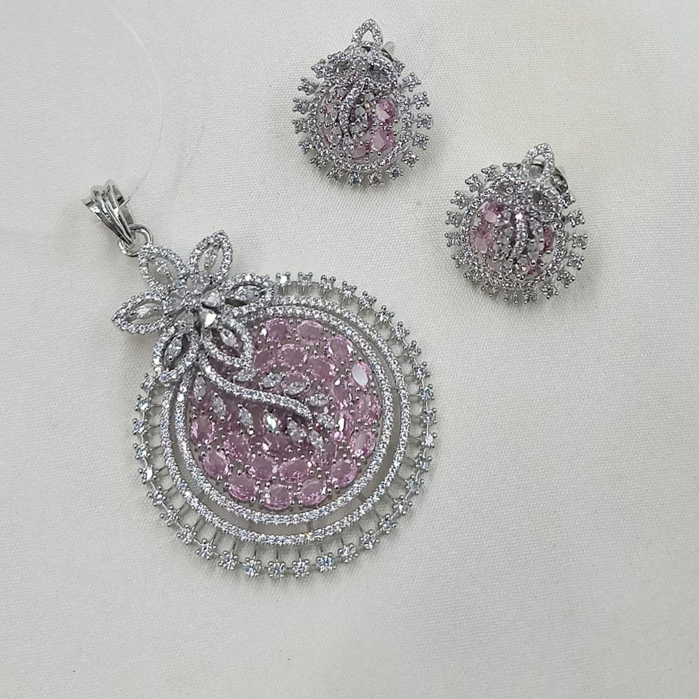 NAFJ Exclusive American Diamond Pendant Jewellery Set