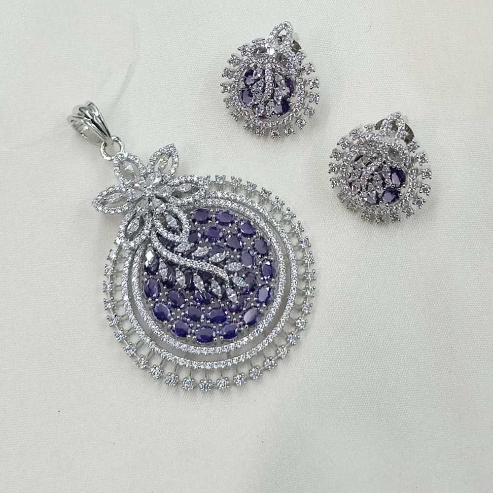 NAFJ Exclusive American Diamond Pendant Jewellery Set