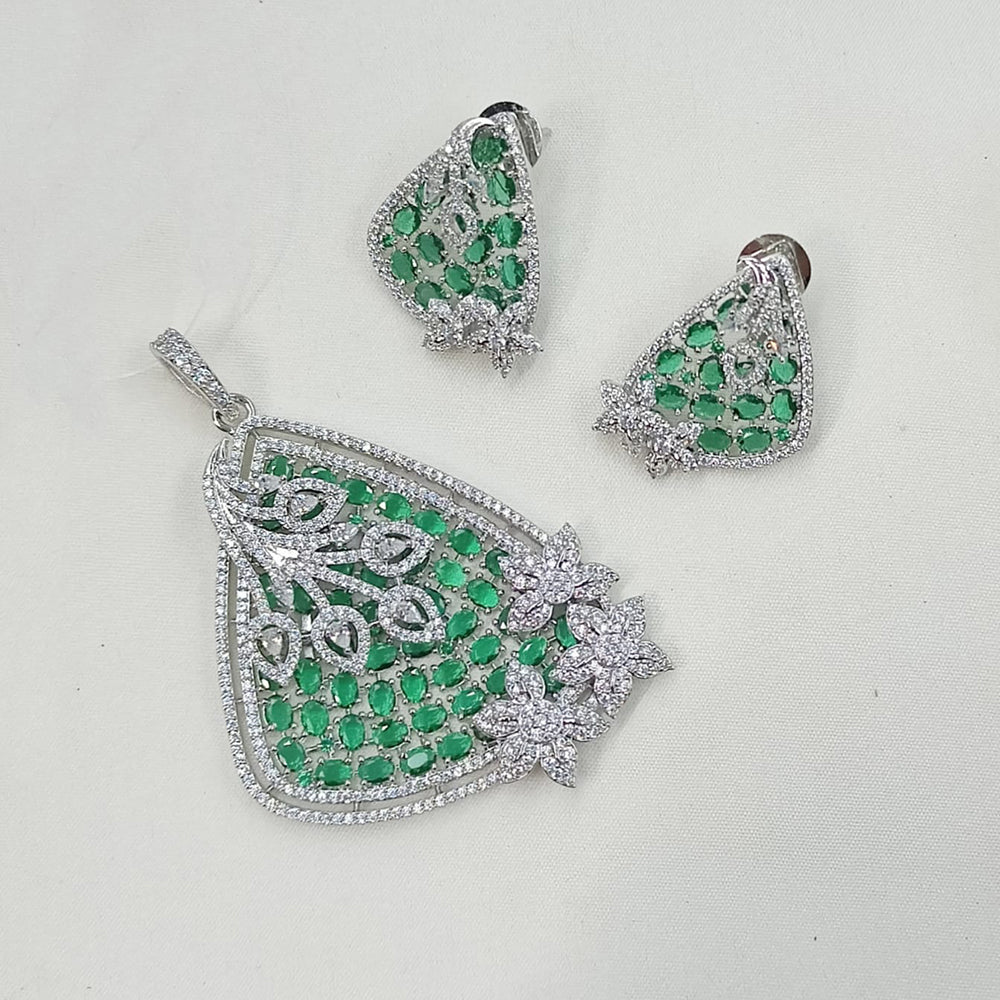 NAFJ Exclusive American Diamond Pendant Jewellery Set