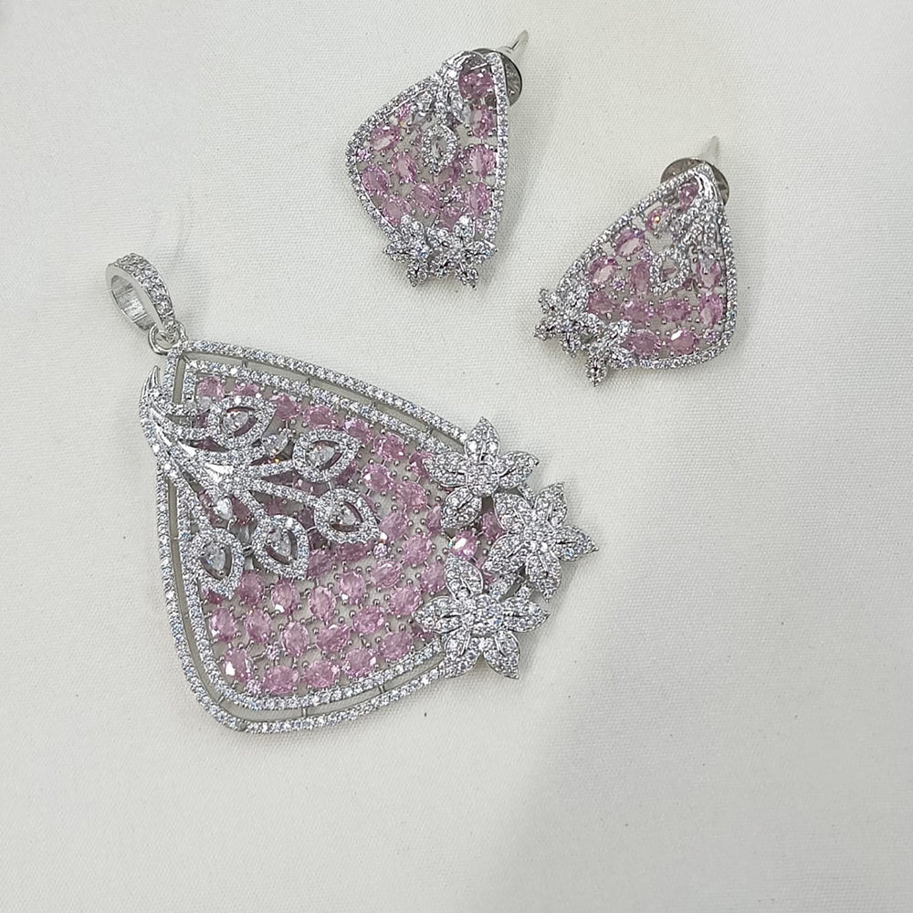 NAFJ Exclusive American Diamond Pendant Jewellery Set