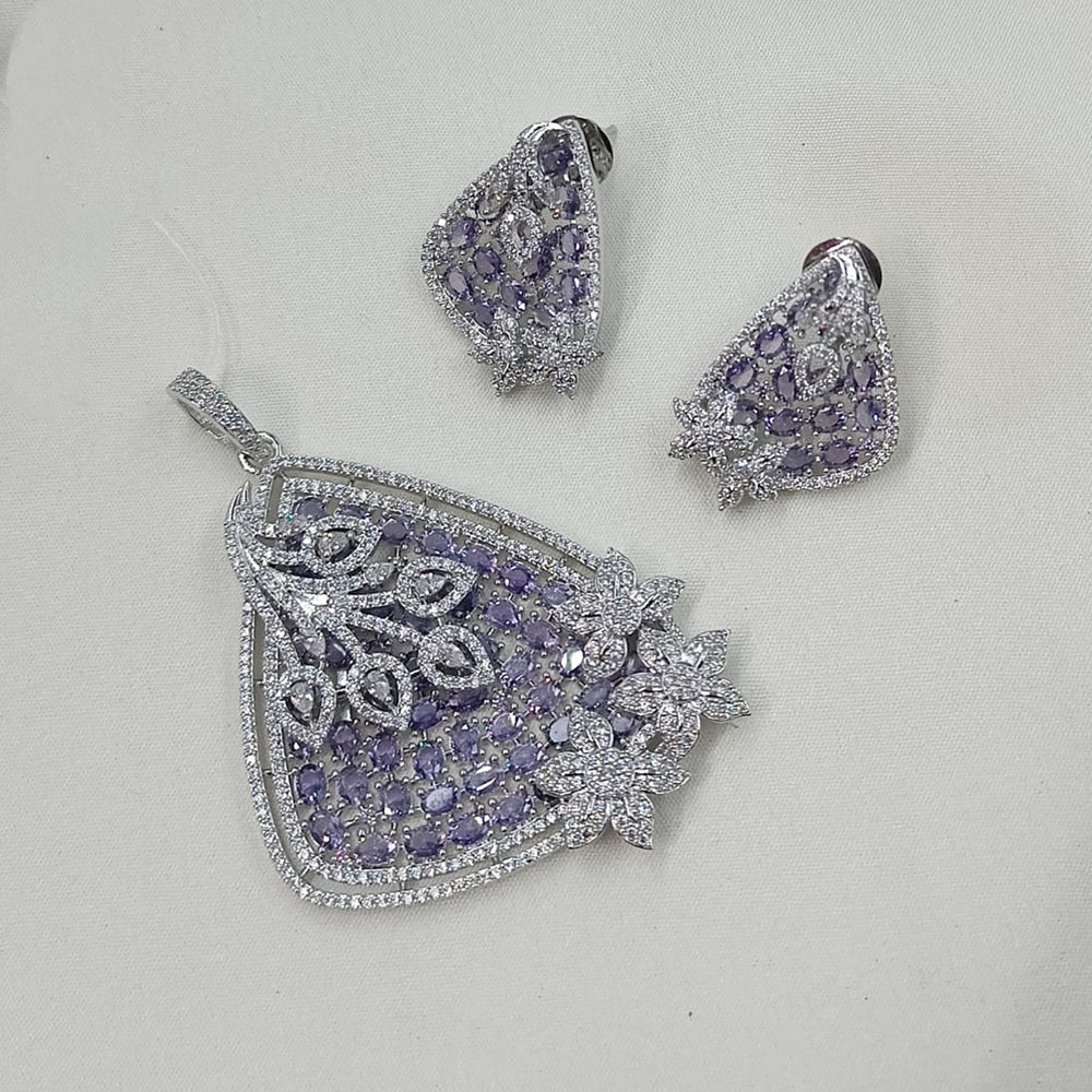 NAFJ Exclusive American Diamond Pendant Jewellery Set