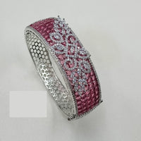 NAFJ Designer Rhodium Plated American Diamond Kada