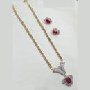 NAFJ Sparkling Elegance Gold Plated Long American Diamond Necklace Set for Weddings & Parties
