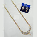 NAFJ Sparkling Elegance Gold Plated Long American Diamond Necklace Set for Weddings & Parties