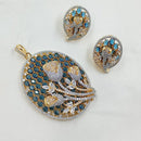NAFJ Eternal Spark Gold Plated American Diamond Pendant Jewelry Set for Women & Girls