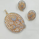 NAFJ Eternal Spark Gold Plated American Diamond Pendant Jewelry Set for Women & Girls