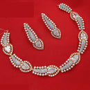 NAFJ Celestial Shine American Diamond Necklace Set with Pearl Work