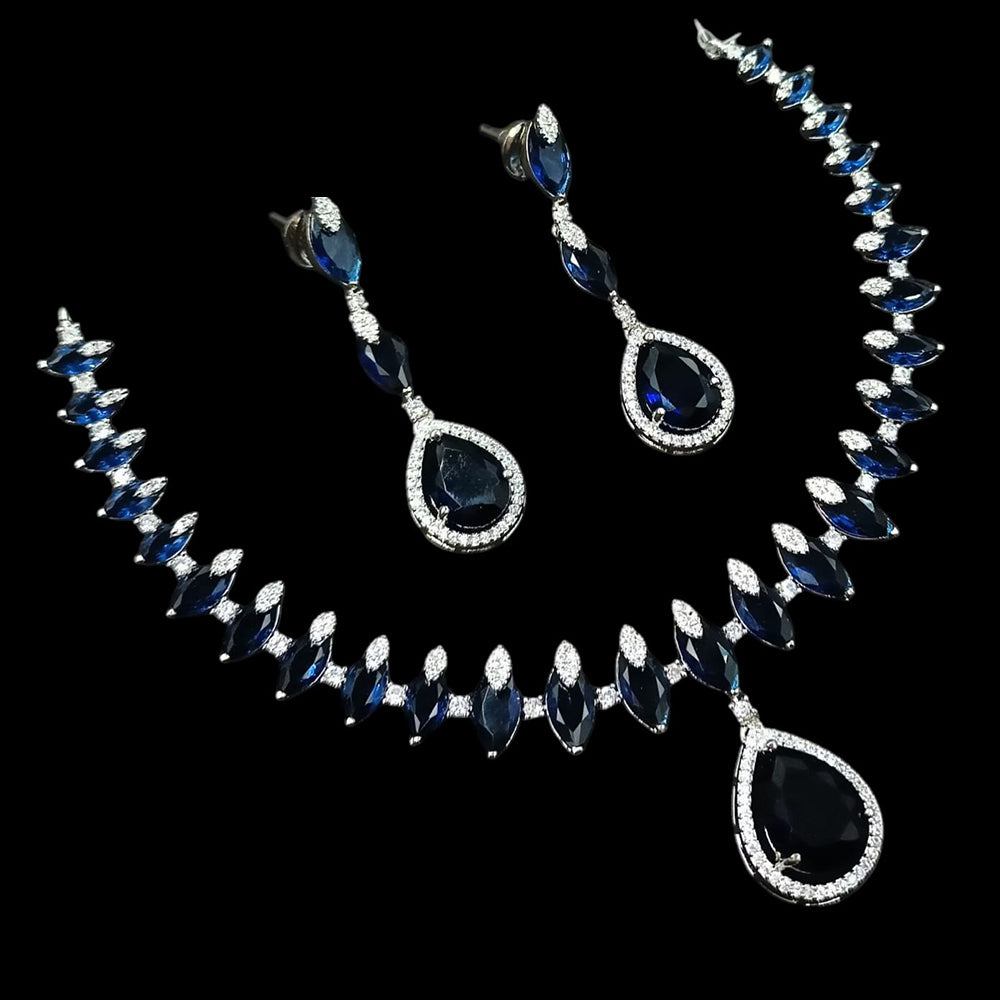 NAFJ Radiant Glow American Diamond Necklace Set with Elegant Detailing for Women