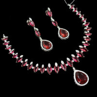 NAFJ Radiant Glow American Diamond Necklace Set with Elegant Detailing for Women