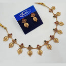 NAFJ Traditional South Indian Temple Style Pota Stone Long Necklace & Earrings Set