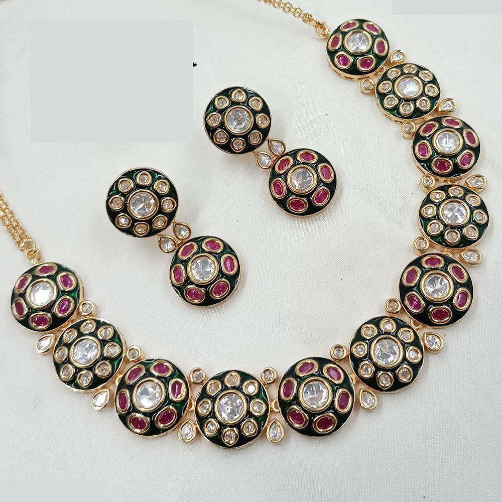 NAFJ Handcrafted Polki Kundan Necklace Set for Festive And Wedding Wear