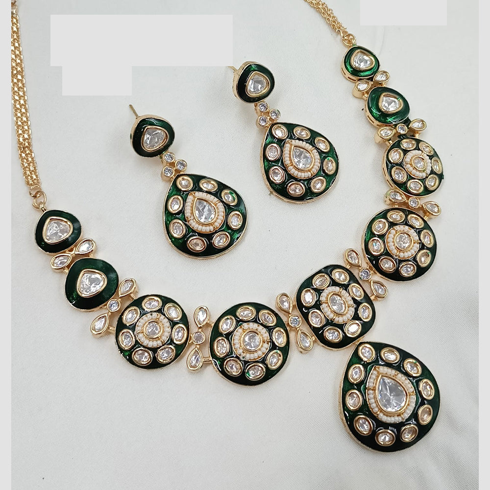 NAFJ Handcrafted Polki Kundan And Pearl Necklace Set for Festive And Wedding Wear