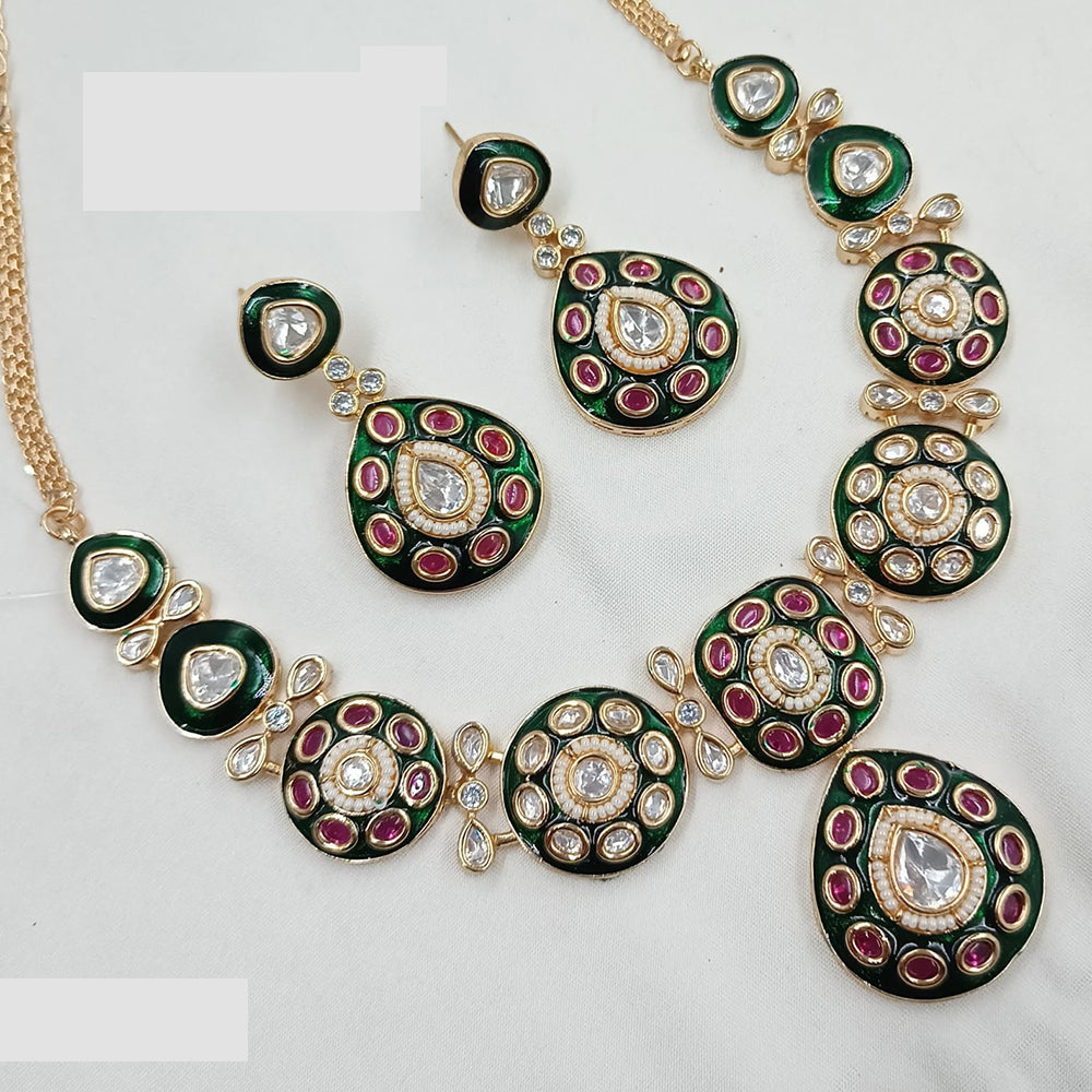 NAFJ Handcrafted Polki Kundan And Pearl Necklace Set for Festive And Wedding Wear