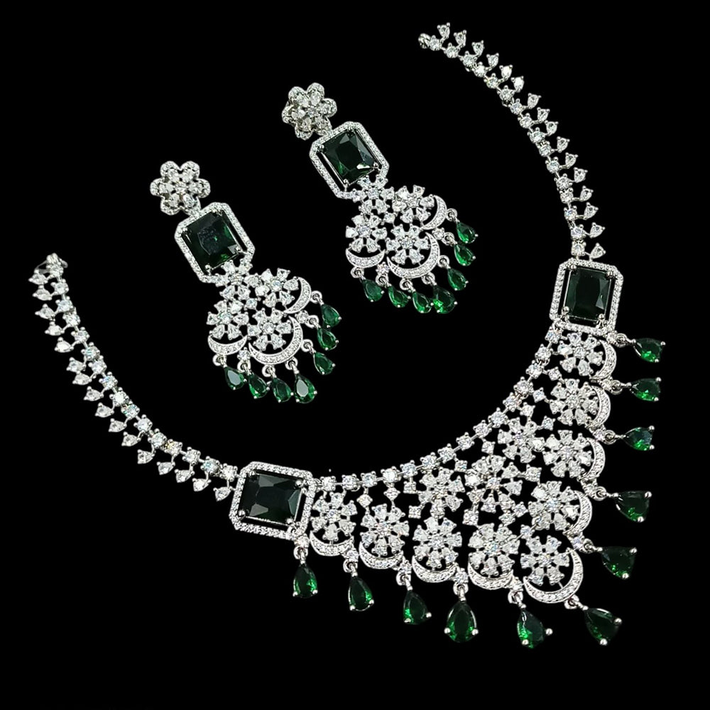 NAFJ Royal Touch American Diamond Necklace with Matching Earrings