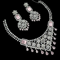 NAFJ Royal Touch American Diamond Necklace with Matching Earrings