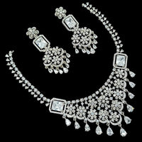 NAFJ Royal Touch American Diamond Necklace with Matching Earrings