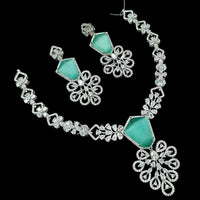 NAFJ Majestic American Diamond Style Necklace Set for Engagement & Special Occasions