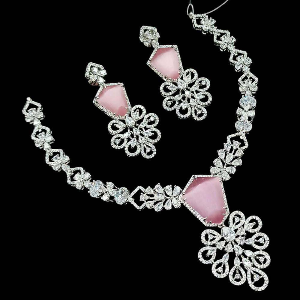 NAFJ Majestic American Diamond Style Necklace Set for Engagement & Special Occasions