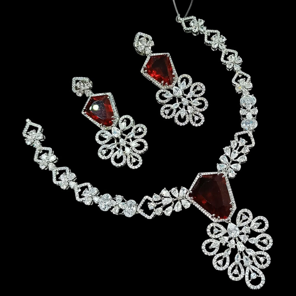 NAFJ Majestic American Diamond Style Necklace Set for Engagement & Special Occasions