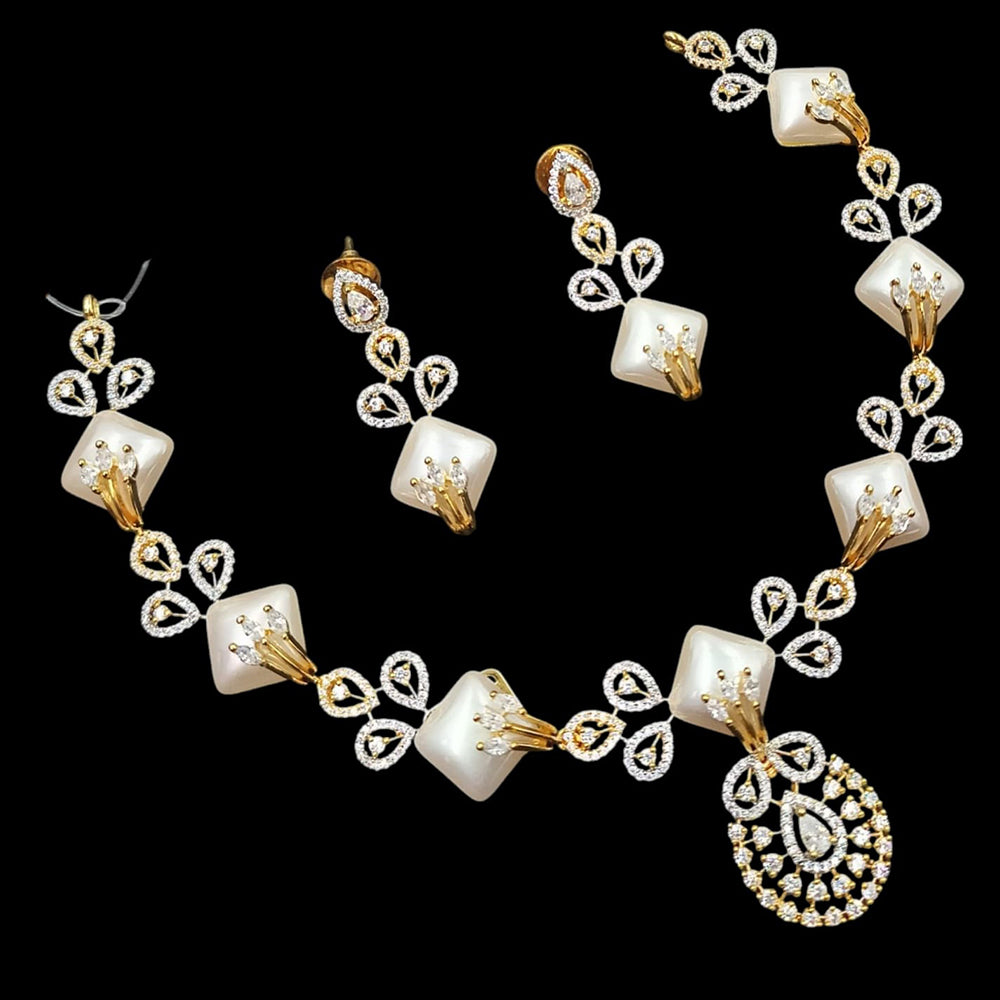 NAFJ Majestic American Diamond Style Necklace Set for Engagement & Special Occasions
