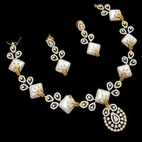 NAFJ Majestic American Diamond Style Necklace Set for Engagement & Special Occasions