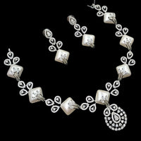 NAFJ Majestic American Diamond Style Necklace Set for Engagement & Special Occasions