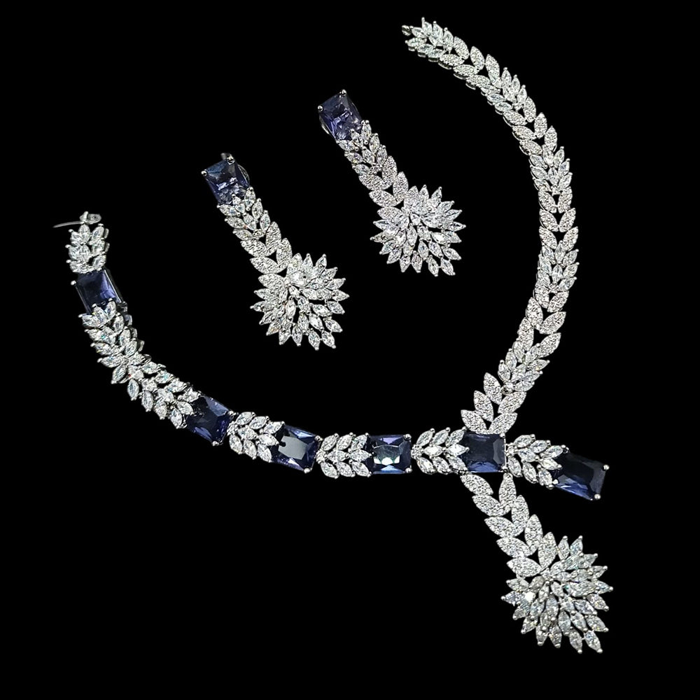 NAFJ Majestic American Diamond Style Necklace Set for Engagement & Special Occasions